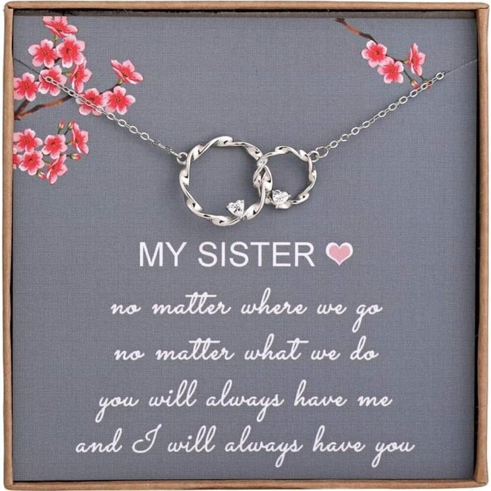 Sister Gifts Sterling Silver Interlocking Infinity Necklace for Sisters